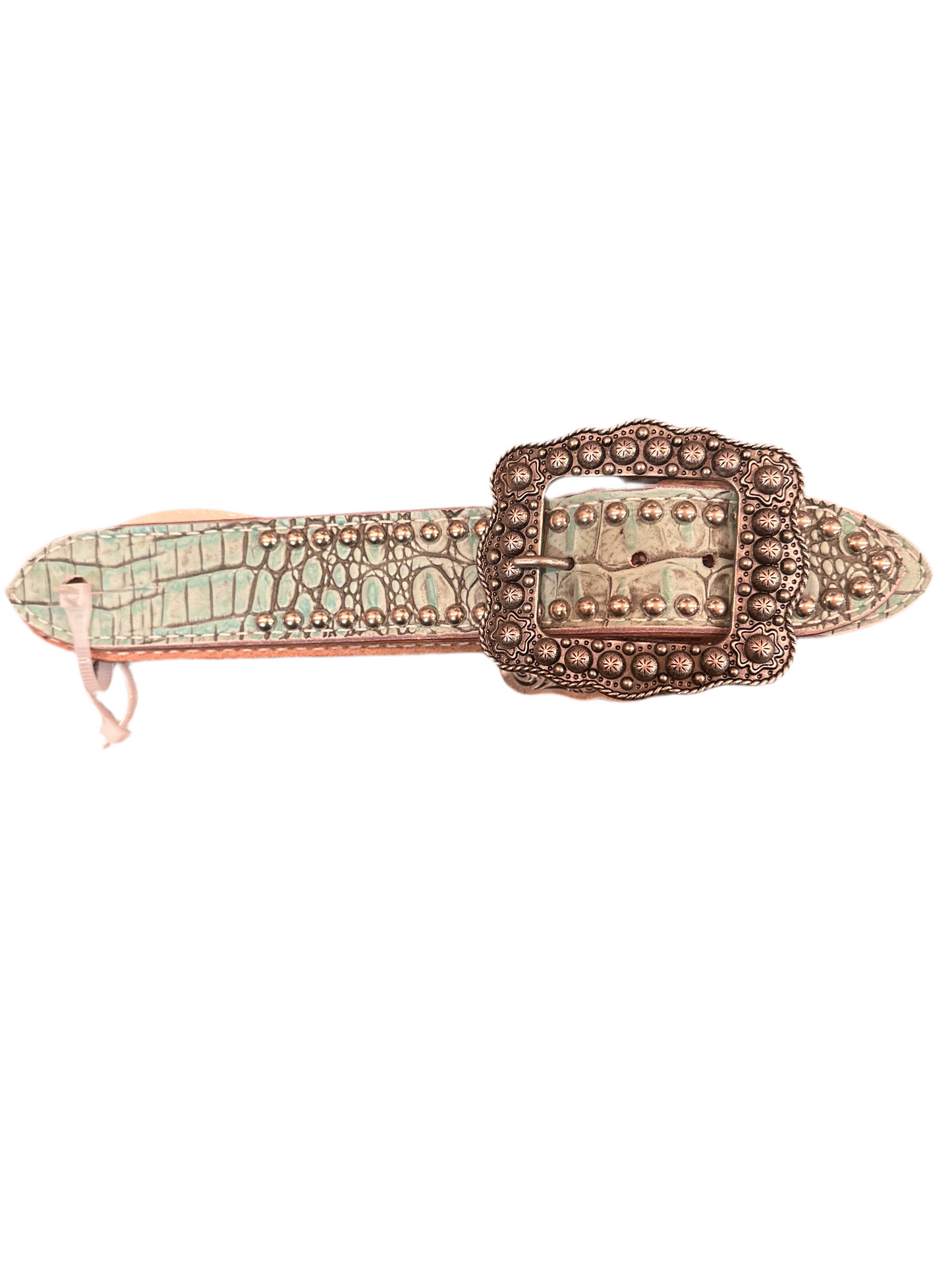 San Saba Belt Spur Straps -Turquoise Gator w/ Silver Buckle & Dots
