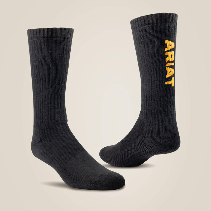 Ariat Work - Premium Ringspun Cotton Mid Calf 3-Pair Socks - BLACK