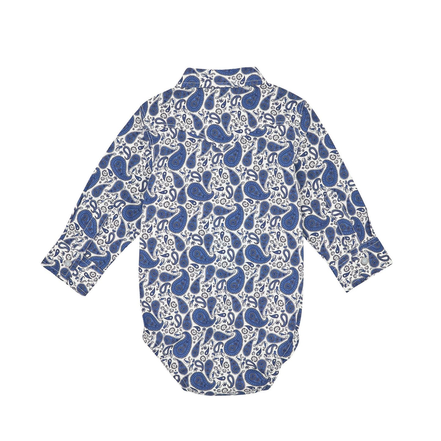 Wrangler® Baby Boy Long Sleeve Bodysuit - White/Blue