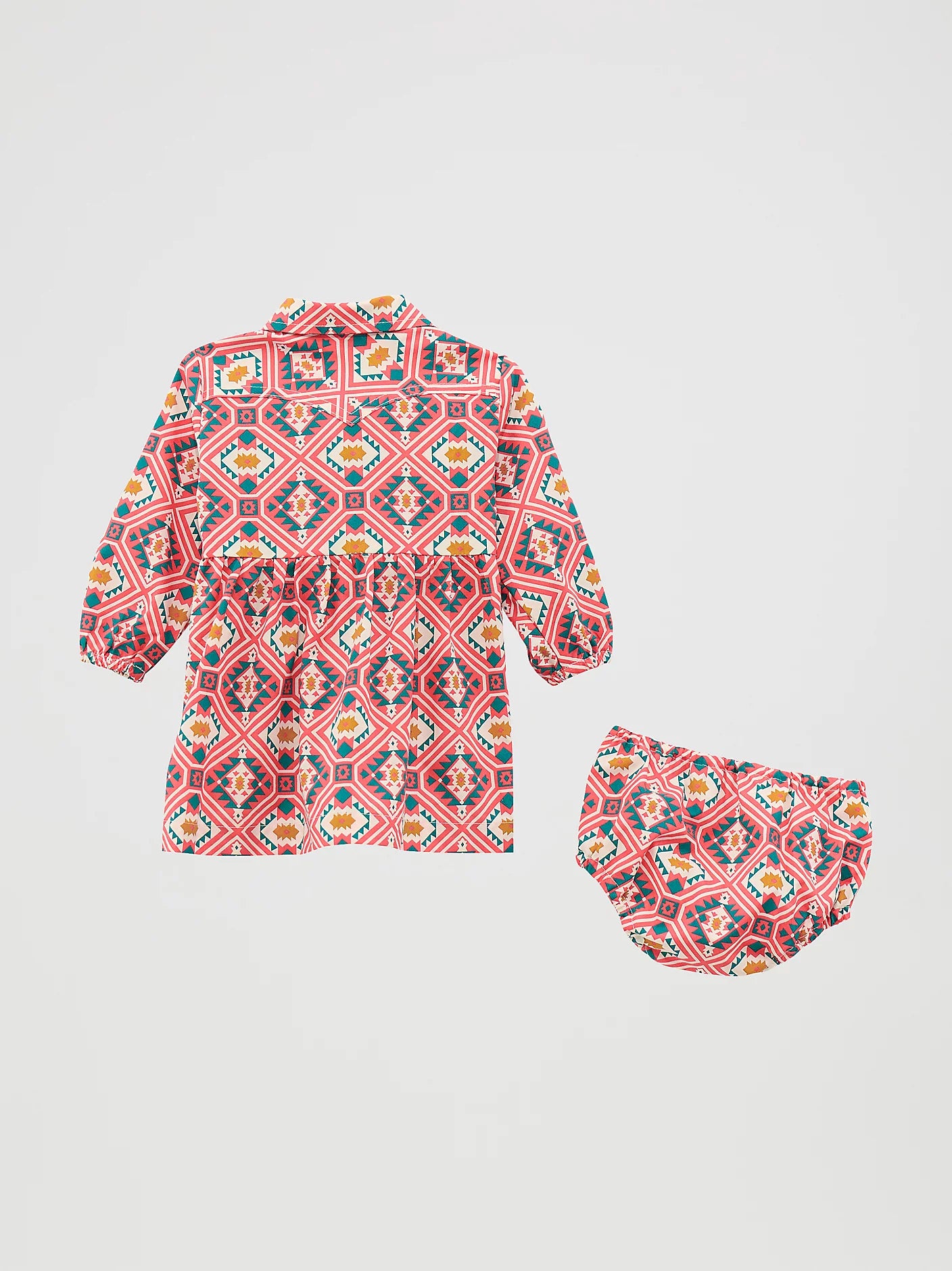 CLEARANCE - Wrangler® Little Girl's Printed Western Snap Dress - Red Geo