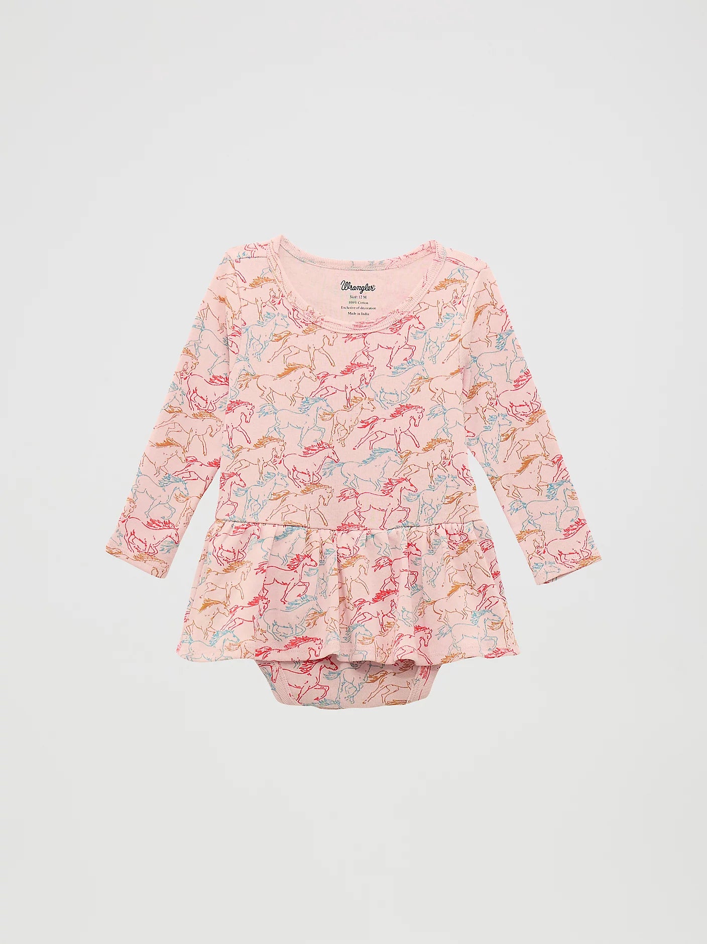 Wrangler® Baby Girl's Allover Print Skirted Bodysuit in Pink