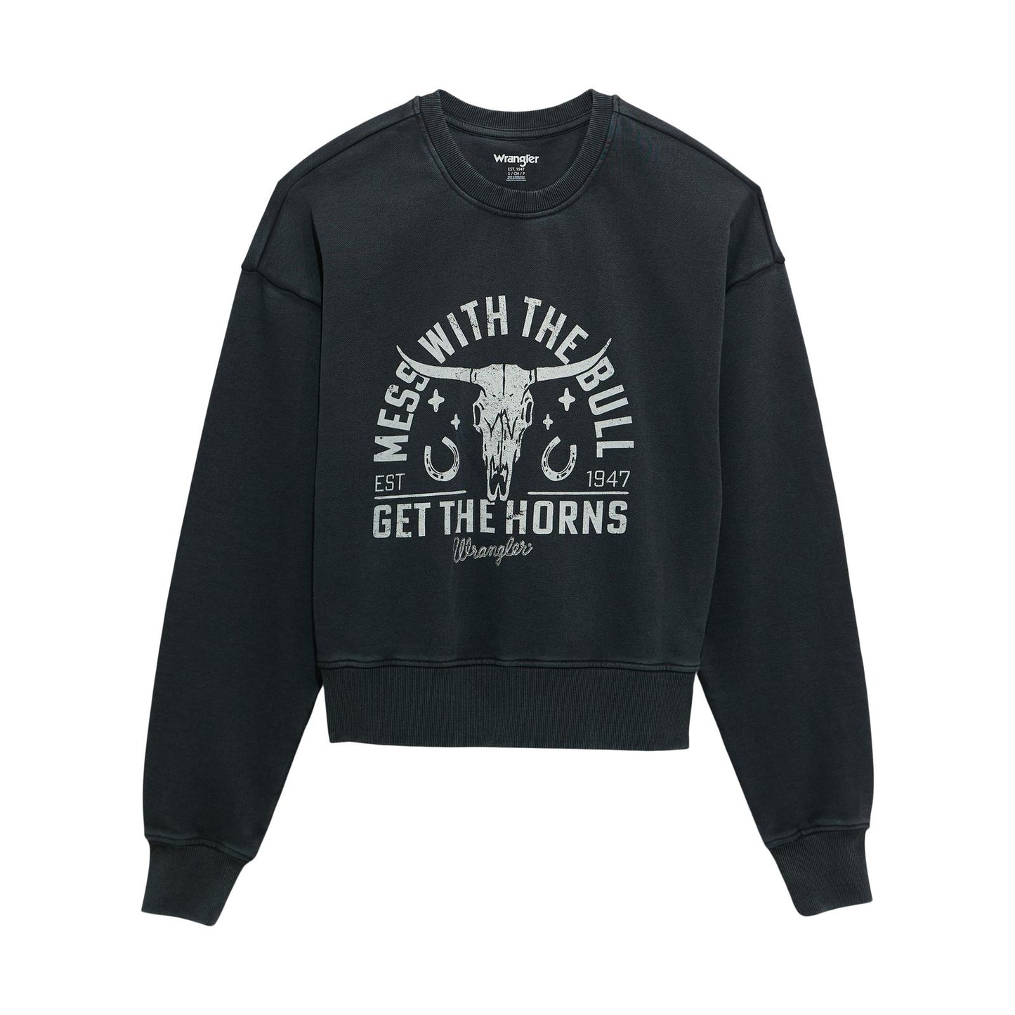 Womens Wrangler Retro® Crew Fleece Cropped - Regular Fit - Jet Black