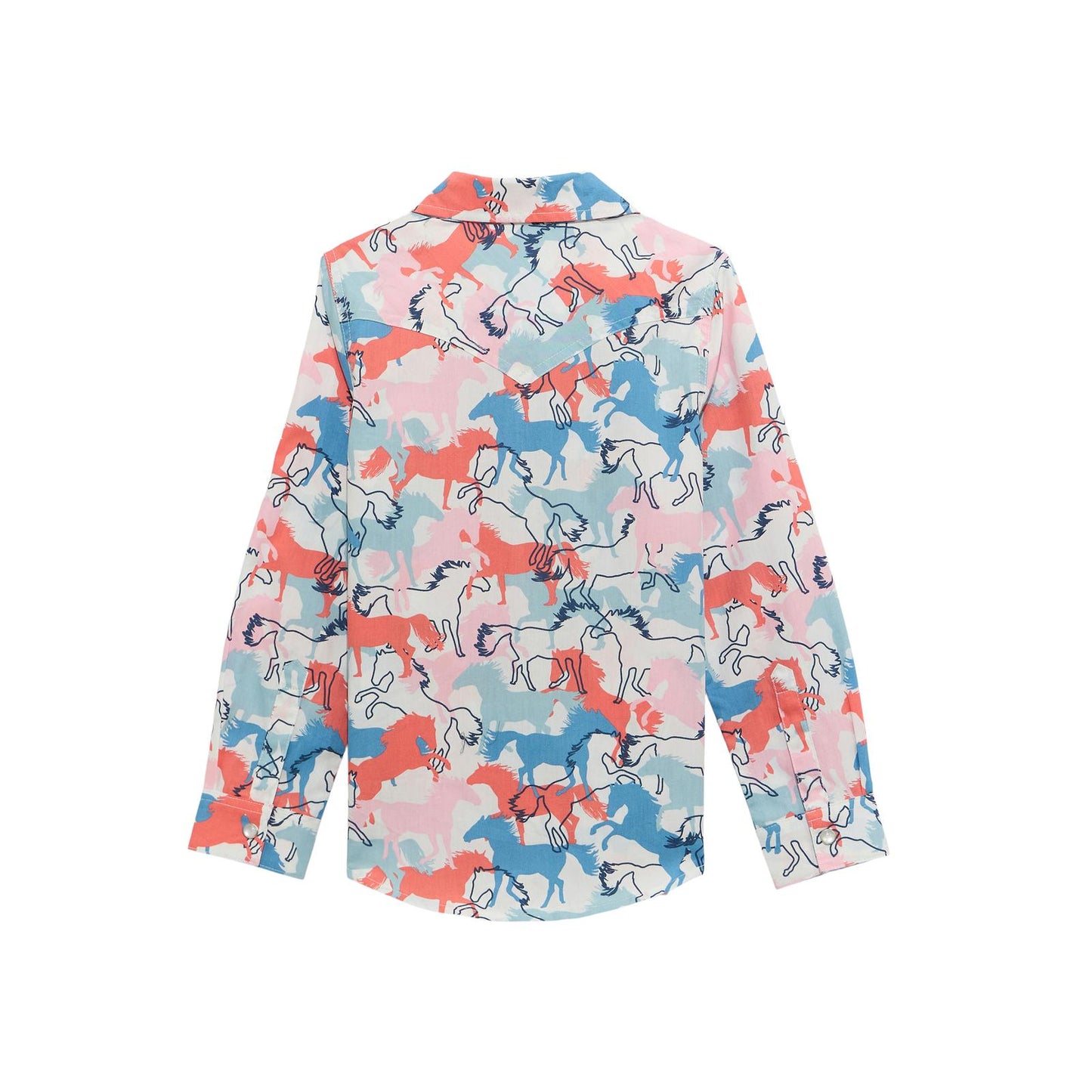 Wrangler Girls Western Button Down Long Sleeve Top - White