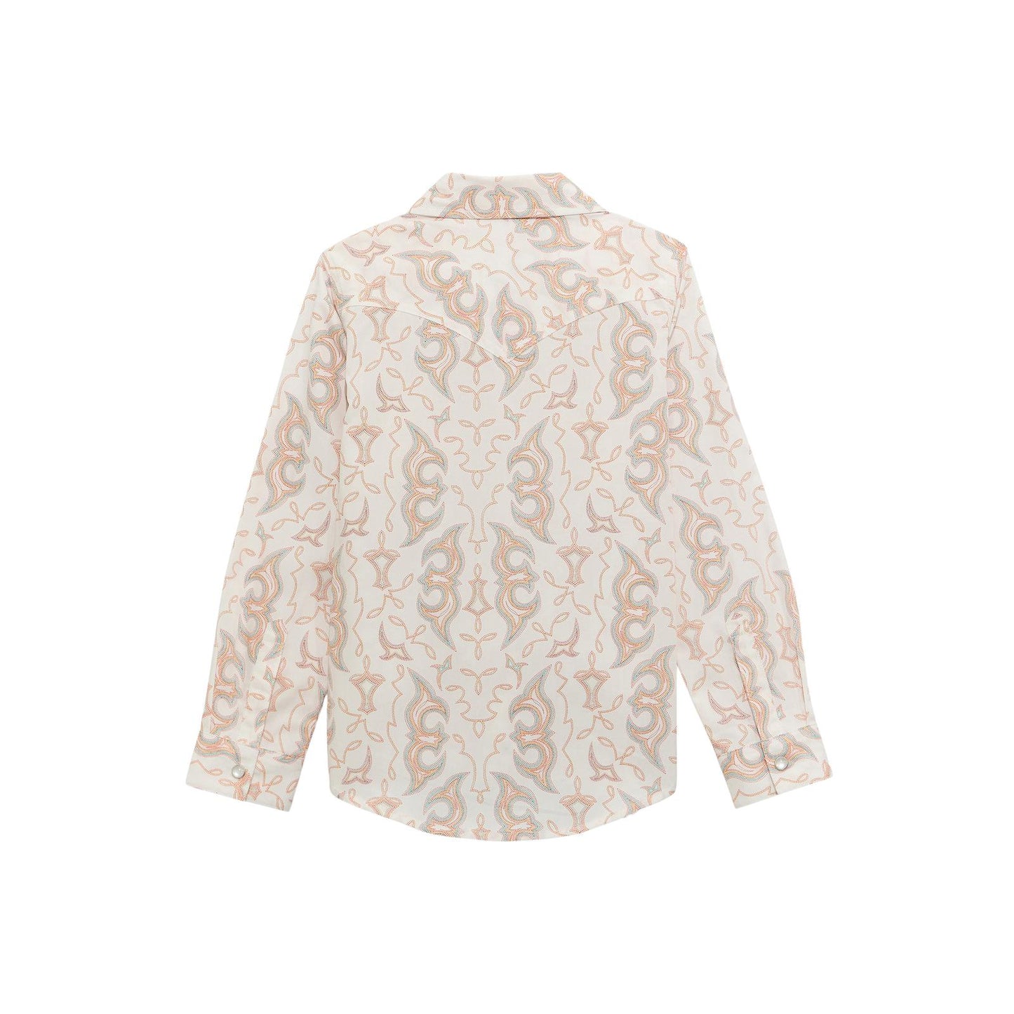 Wrangler Girl's Western Long Sleeve Button down Top - White