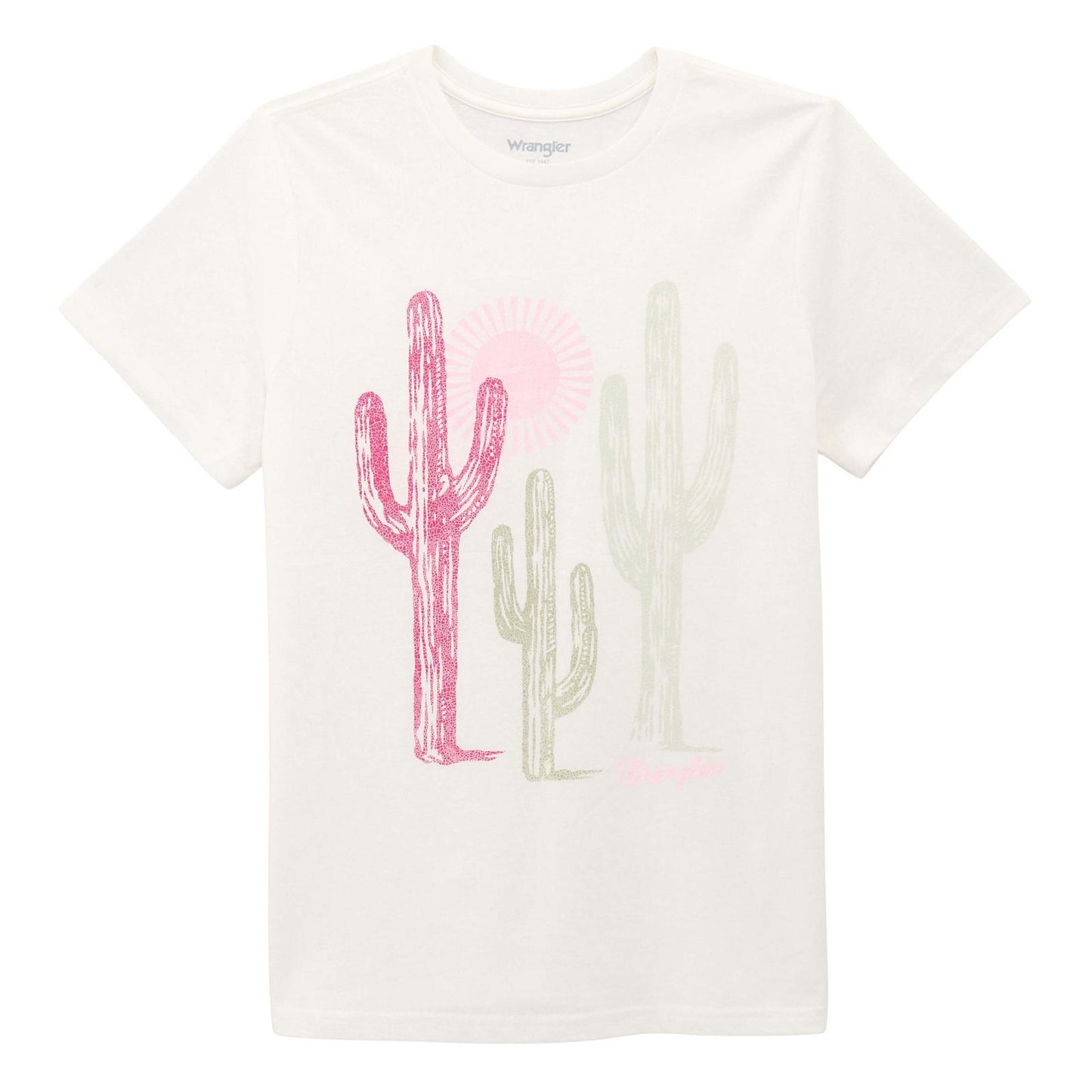 Wrangler® Short Sleeve T-Shirt - Regular Fit - Bright White Heather - Cactus