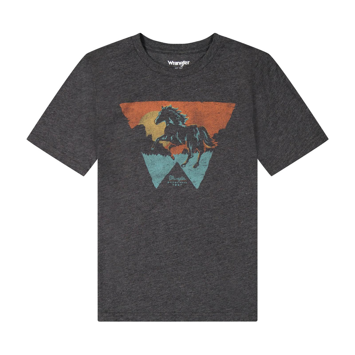 CLEARANCE- Wrangler® Boys Short Sleeve Graphic T-Shirt - Black Beauty Heather