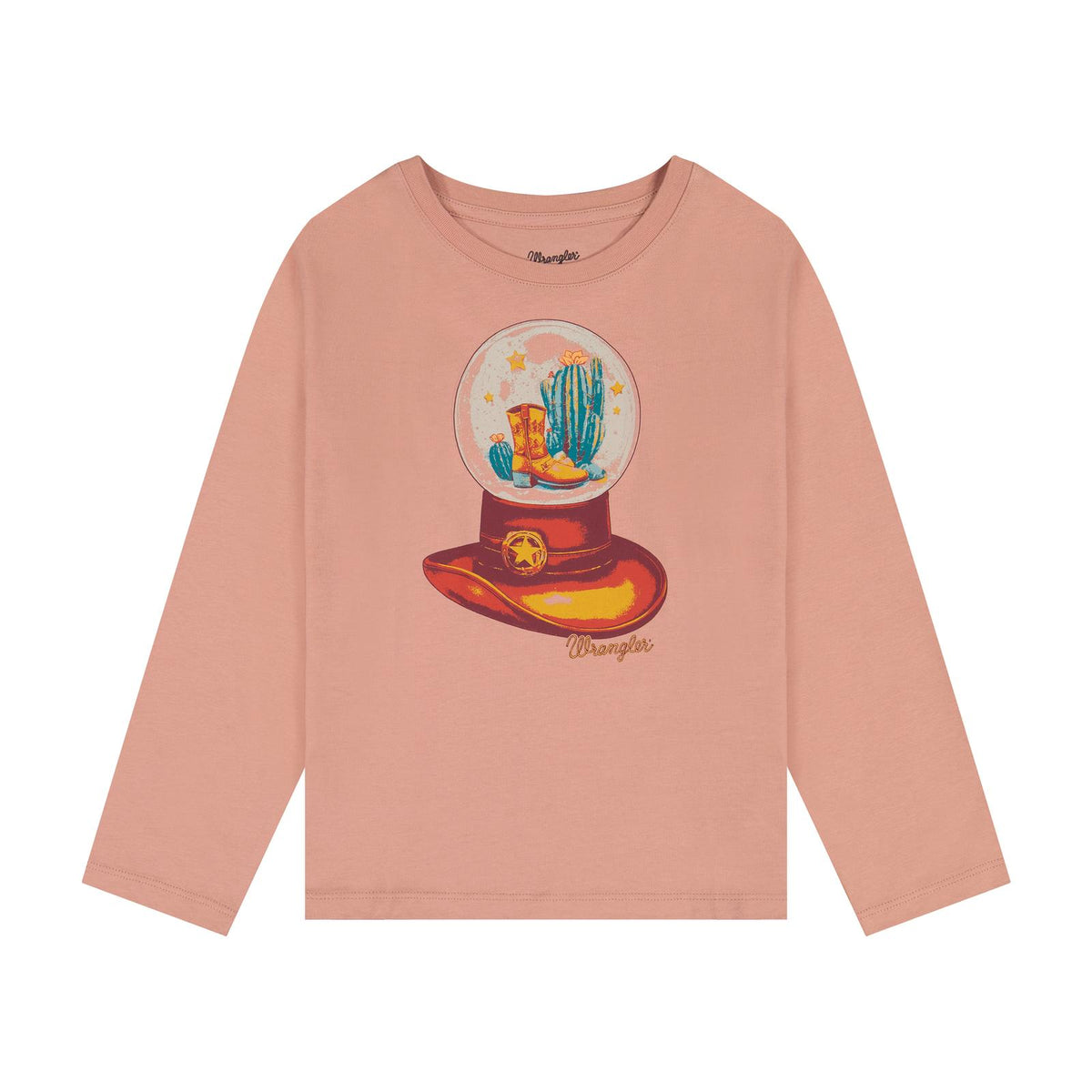 Wrangler® Girls Long Sleeve T-Shirt - Pink Boot, cactus, hat