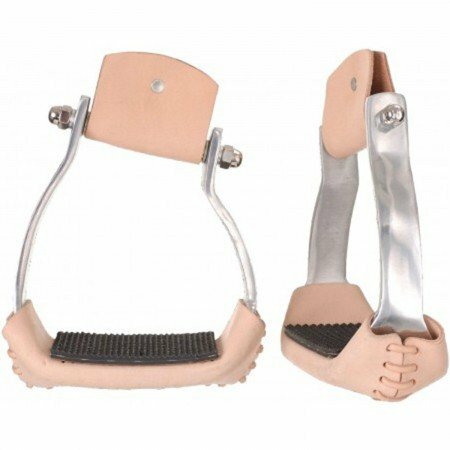 Formay Aluminum Barrel Stirrup Angled 3" Neck 2" Leather Tread