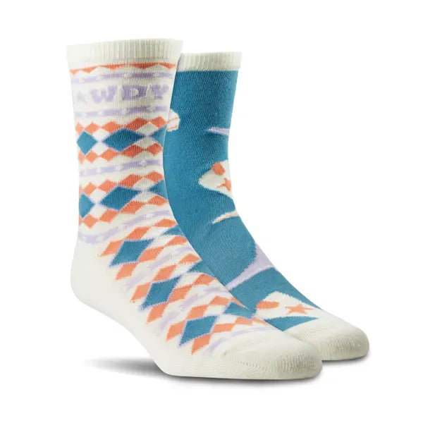 Ariat- Howdy Boots Crew Sock 2-Pair Multi