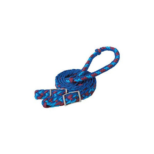 Weaver Braided Nylon Barrel Reins - Blue/Purple/Hurricane Blue