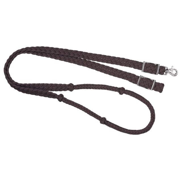 Tough1 Deluxe Knotted Cord Roping Reins - Brown