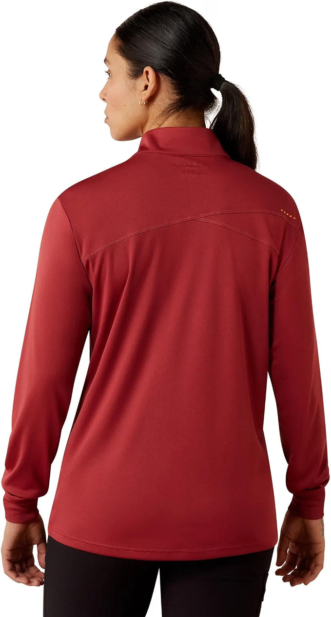Ariat Women's Rebar Sunblocker 1/2 Zip Shirt - Burnt Russet