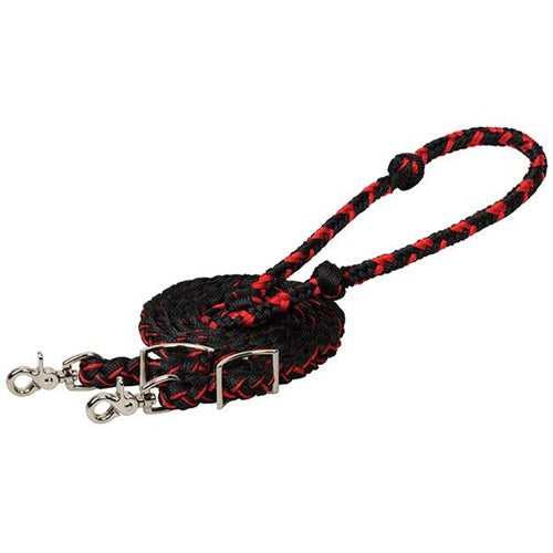 Weaver Braided Polyester Barrel Rein - Red/Black