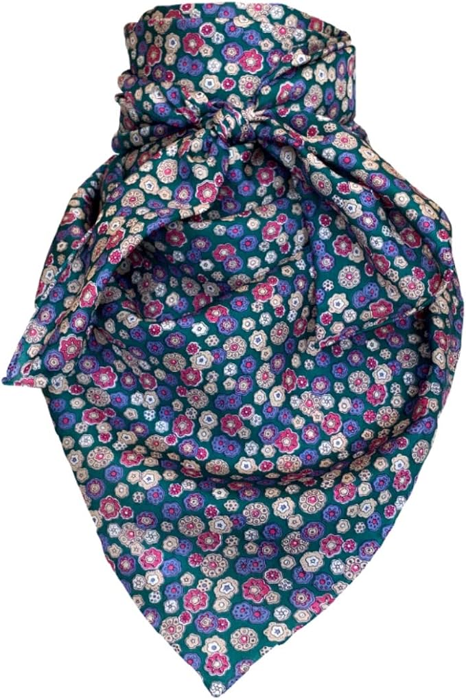 Wyoming Traders Wild Rags (34.5 x 34.5 in) - FRONTIER CALICO DESIGNS - Teal Flowers