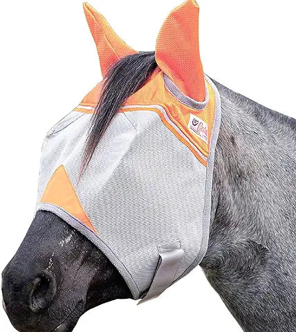 Cashel Crusader Fly Mask - Standard with Ears - Animal Rescue Orange