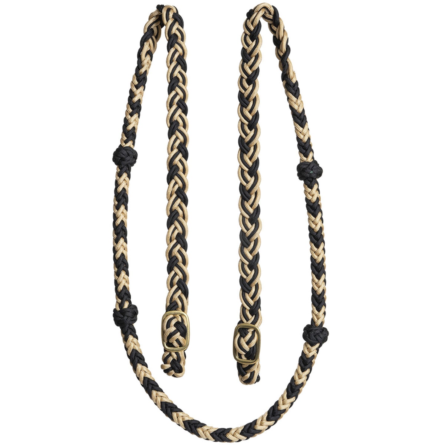 Mustang Manufacturing Cable Knotted Nylon Barrel Rein - CLEARANCE - Black/Tan