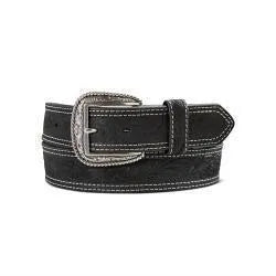 Ariat Mens Belt 1 1/2 Tooled Double Stitch Black