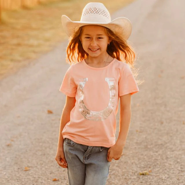 Shea Kids- Girls - Pink Horseshoe SS Tee