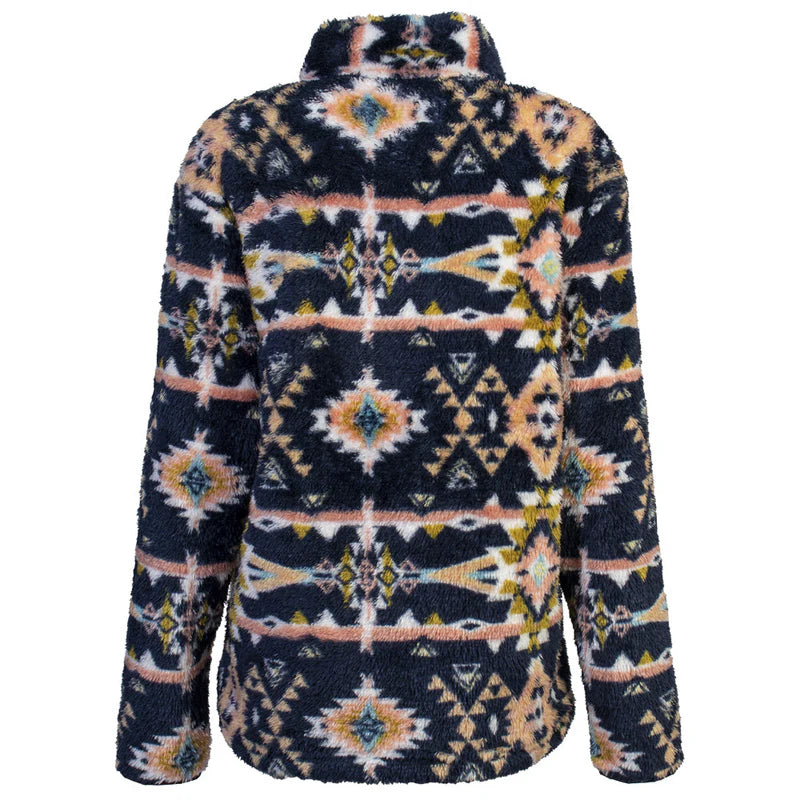 Girlś Hooey Fleece Pullover" Navy/Aztec