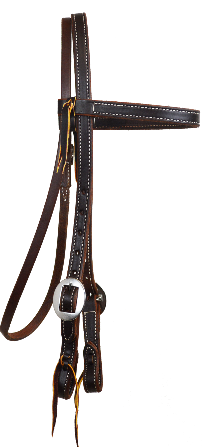 3/4" Doubled and Stitched Browband Headstall - SS Buckles (Dark Oil)