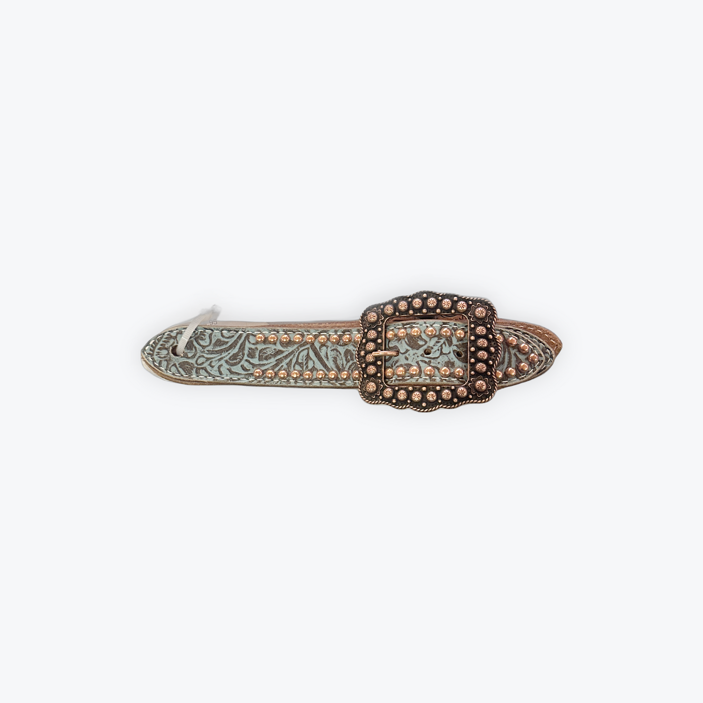 San Saba Belt Spur Straps - Turquoise Gator w/ Old Silver Buckle & Spots