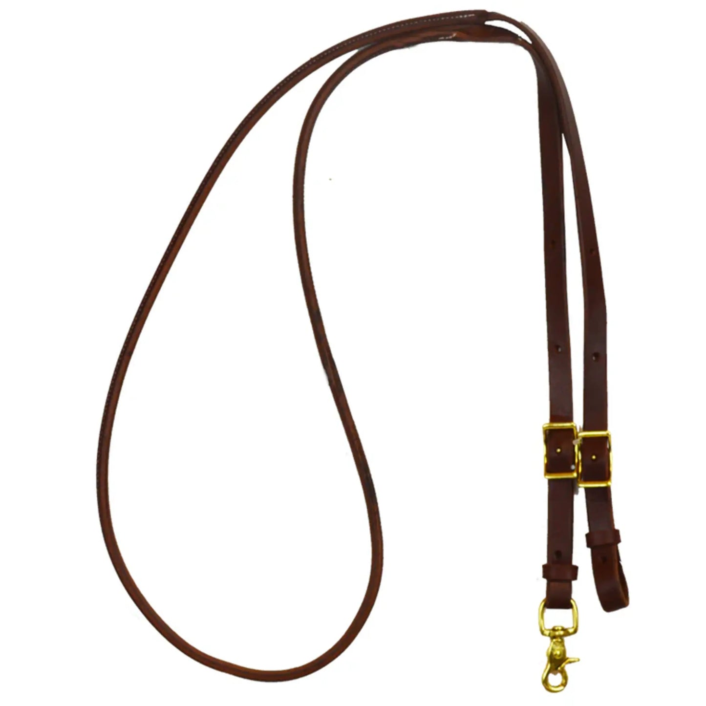 Leather Barrel Reins - Rolled, Stitched, Dark Oil