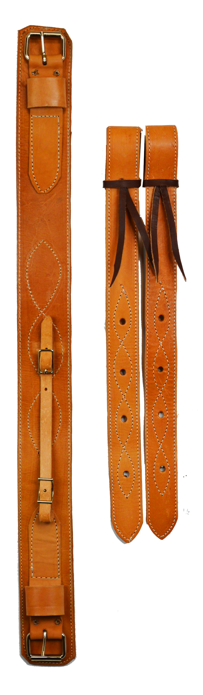 Back Cinch - 3" Stitched Leather Rear Girth Set (Natural)