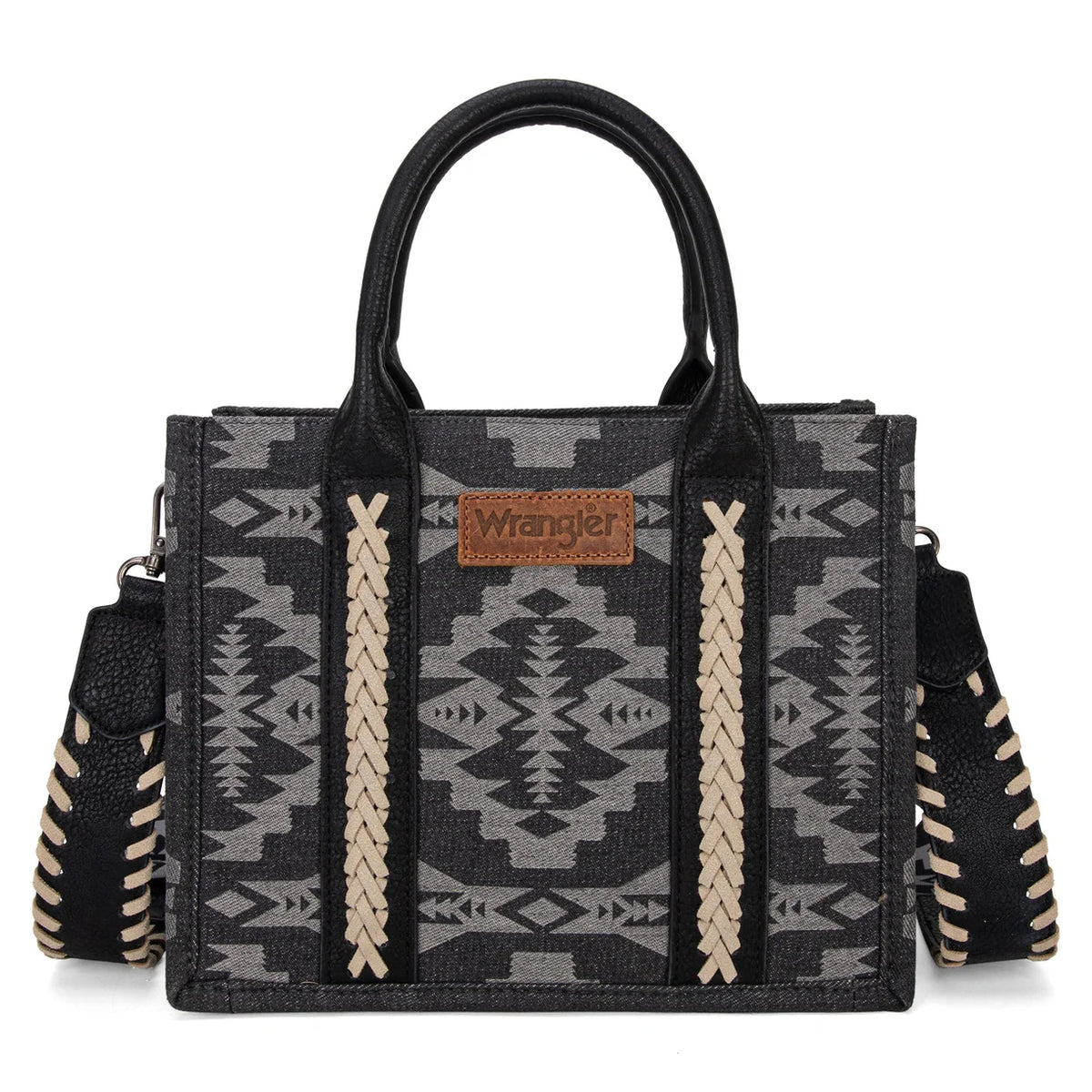 Wrangler Southwestern Print Small Canvas Tote/Crossbody - Black