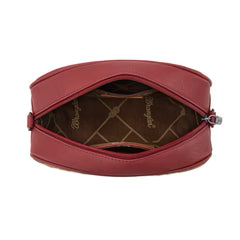 Wrangler Sherpa Aztec Canvas Crossbody - Burgundy