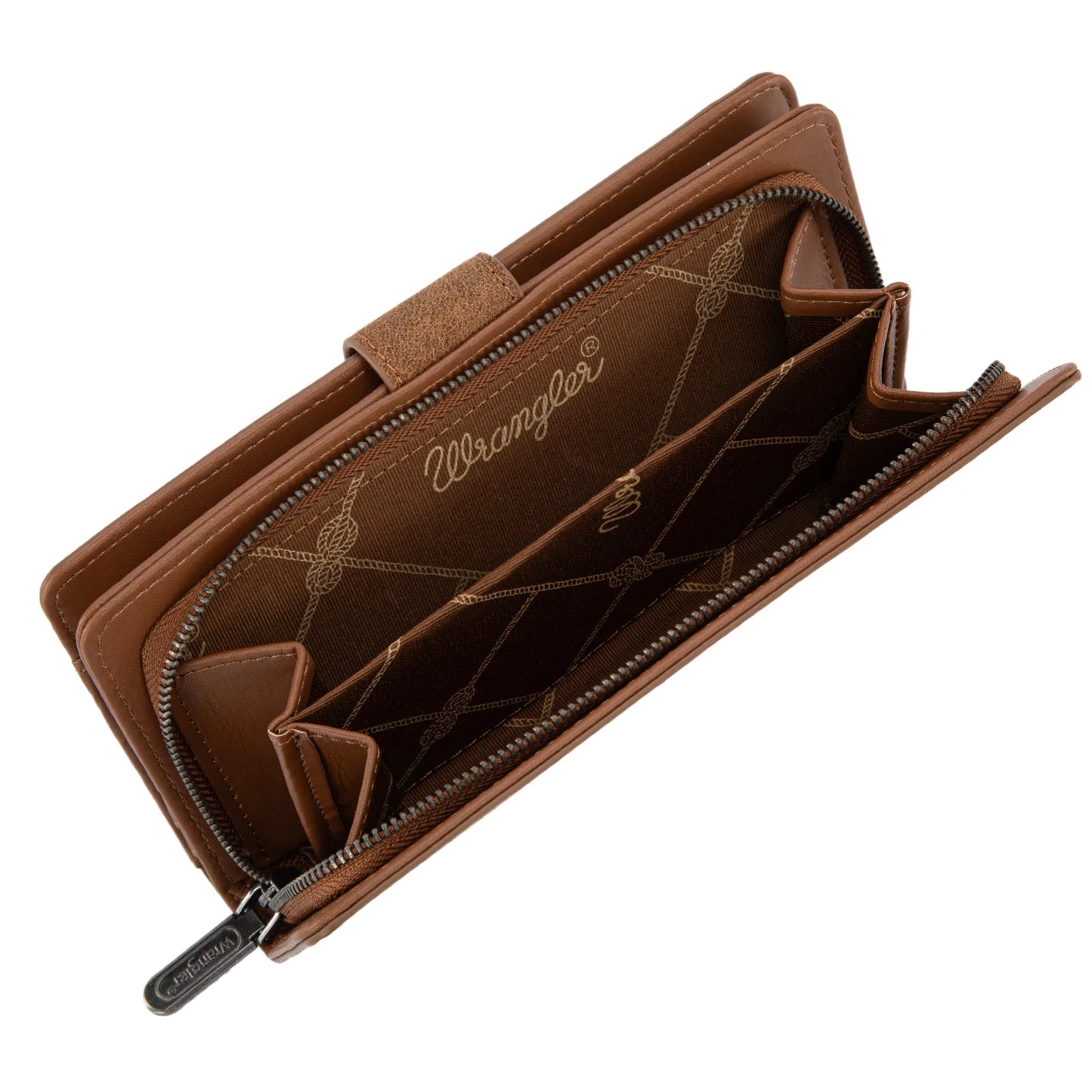 Wrangler Western Floral Tooled RFID Wallet - Brown