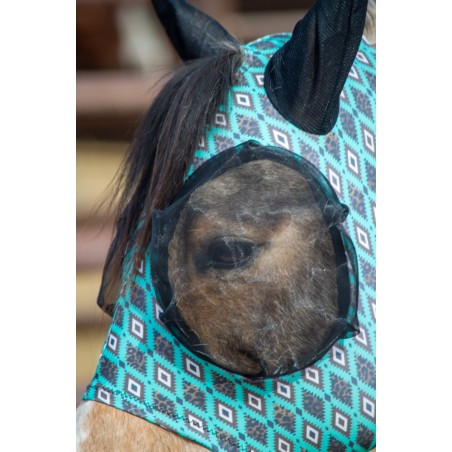 Schulz Equine Fly Mask - Turquoise Leopard Aztec