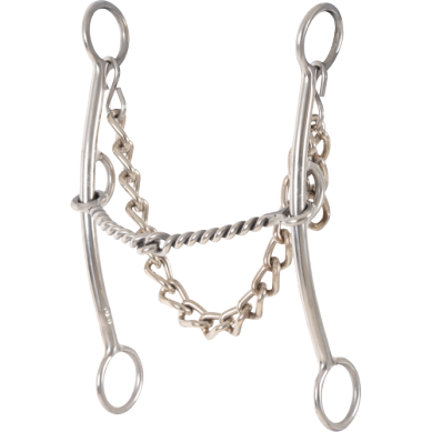 Classic Equine Carol Goostree Pickup Shank Gag Barrel Bit w/ 2 Piece Twisted Wire Mouthpiece