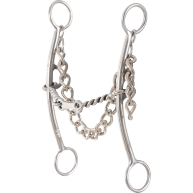 Classic Equine Carol Goostree Pickup Shank Gag Barrel Bit w/ 3 Piece Twisted Wire, Dog Bone
