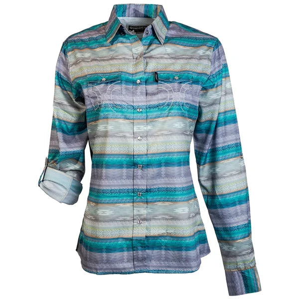 Hooey - "Sol" Ladies Long Sleeve Pearl Snap Shirt - Purple Stripes
