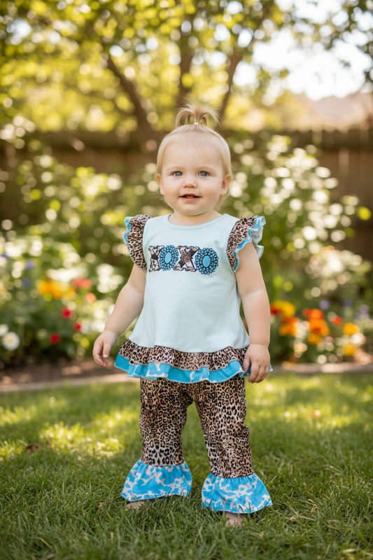 Baby Girls Set - XOXO" Leopard printed girls tunic & bottoms.