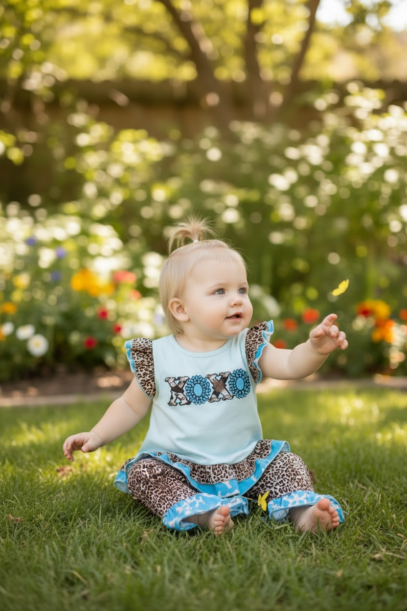 Baby Girls Set - XOXO" Leopard printed girls tunic & bottoms.