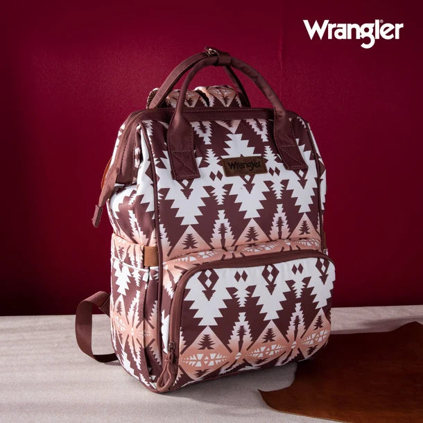 Wrangle Aztec Printed Callie Backpack/Diaper Bag - Brown
