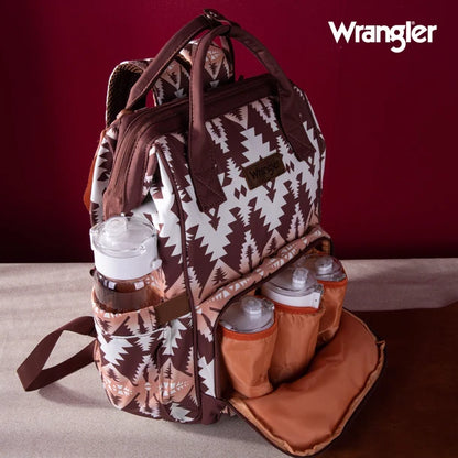 Wrangle Aztec Printed Callie Backpack/Diaper Bag - Brown