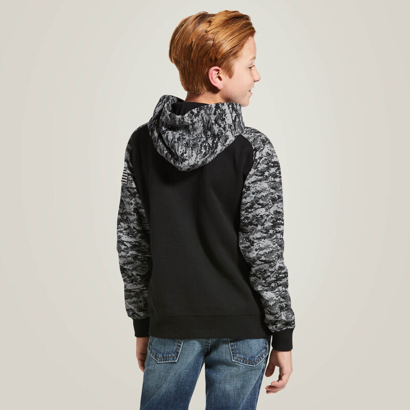 CLEARANCE - Ariat Boys Patriot Hoodie - BLACK DIGI CAMO