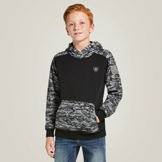 Ariat Boys Patriot Hoodie - BLACK DIGI CAMO