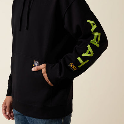 Ariat - Mens- Rebar Workman Graphic Hoodie - Black/Lime