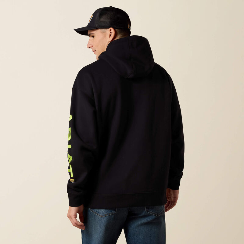 Ariat - Mens- Rebar Workman Graphic Hoodie - Black/Lime