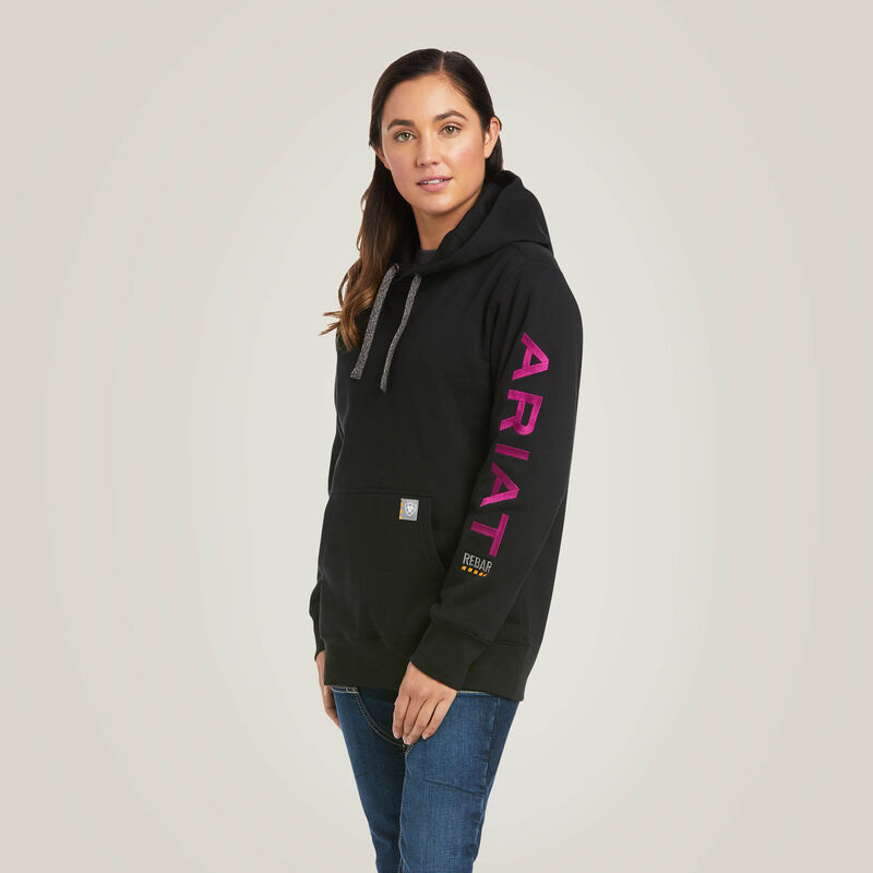 Ariat - Womens - Rebar Workman Graphic Hoodie- Black/Purple