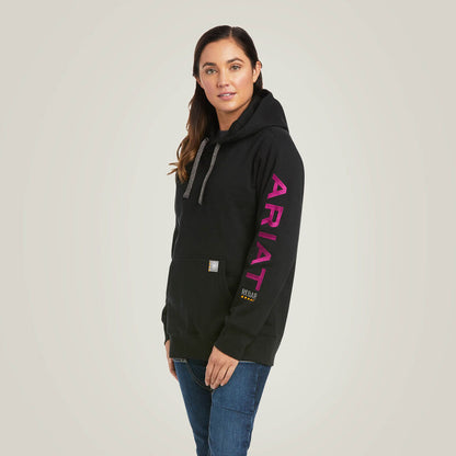 Ariat - Womens - Rebar Workman Graphic Hoodie- Black/Purple