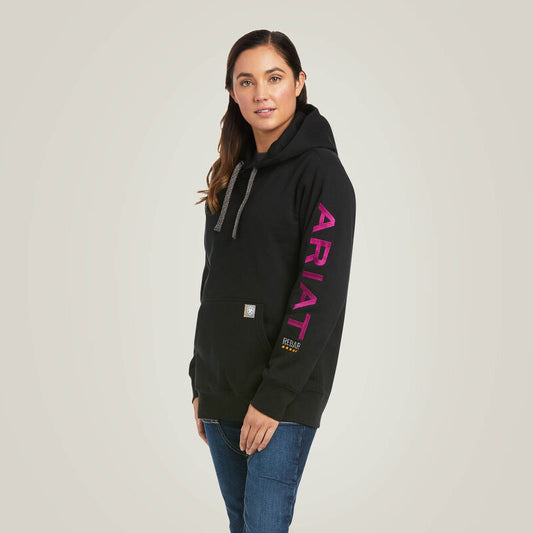 Ariat - Womens - Rebar Workman Graphic Hoodie- Black/Purple