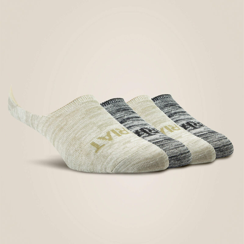 CLEARANCE - Ariat Western - No Slip No Show Sock 4 Pair Multi Color Pack- Heathered Neutrals