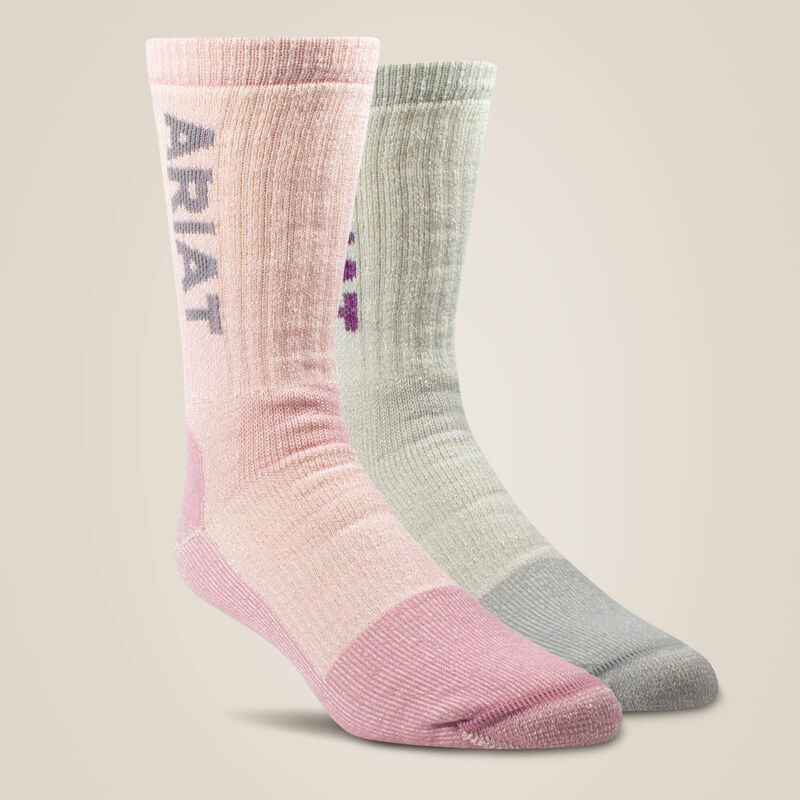 Ariat Work- Midweight Merino Wool Blend Steel Toe Work Sock 2 Pair Multi Color Pack