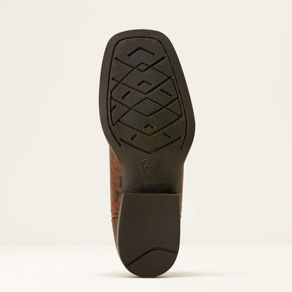 Ariat Youth Knox Wide Square Toe Western Boot - Brown Crocodile Print/Navy