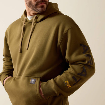 Ariat - Mens- Rebar Workman Graphic Hoodie - Military Olive / Licorice