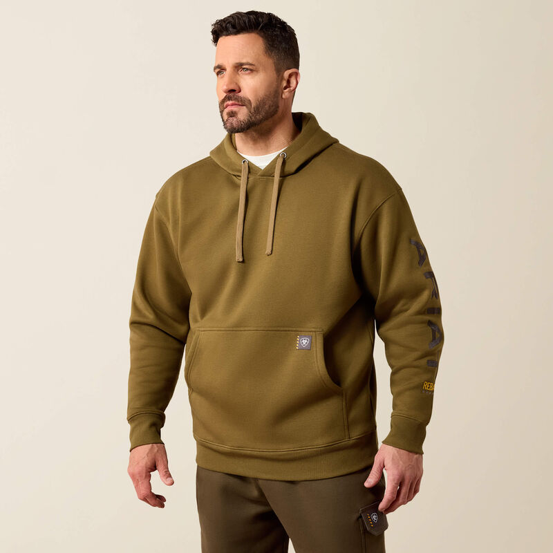 Ariat - Mens- Rebar Workman Graphic Hoodie - Military Olive / Licorice